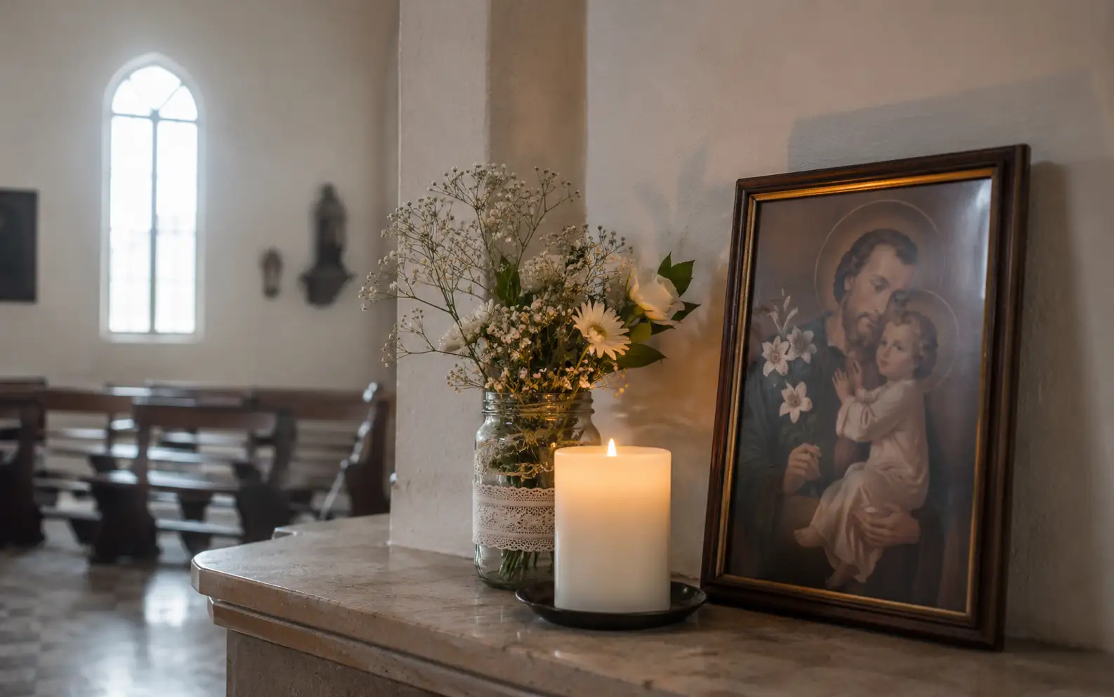 Vela encendida para acompañar una oración a San Cayetano